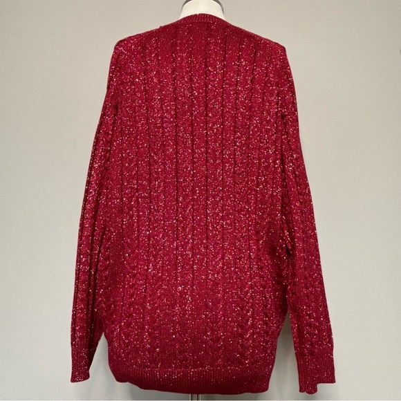 Athleta Crossroads Crew Neck Wool Blend Pullover Sweater Decadent Red Metallic M - Picture 6 of 15